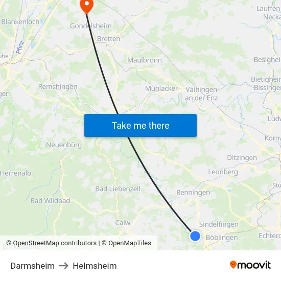 Darmsheim to Helmsheim map