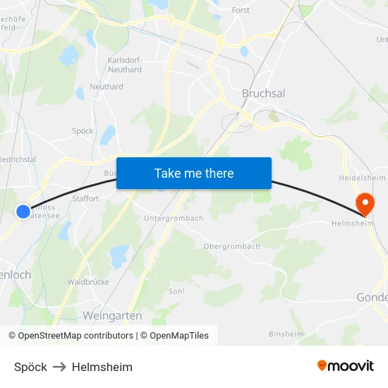 Spöck to Helmsheim map