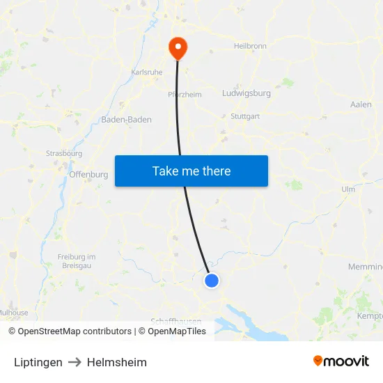 Liptingen to Helmsheim map