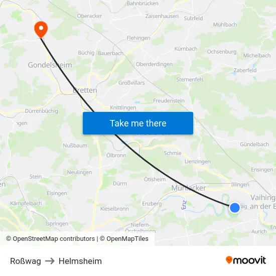 Roßwag to Helmsheim map