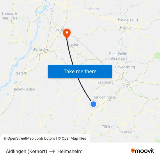 Aidlingen (Kernort) to Helmsheim map
