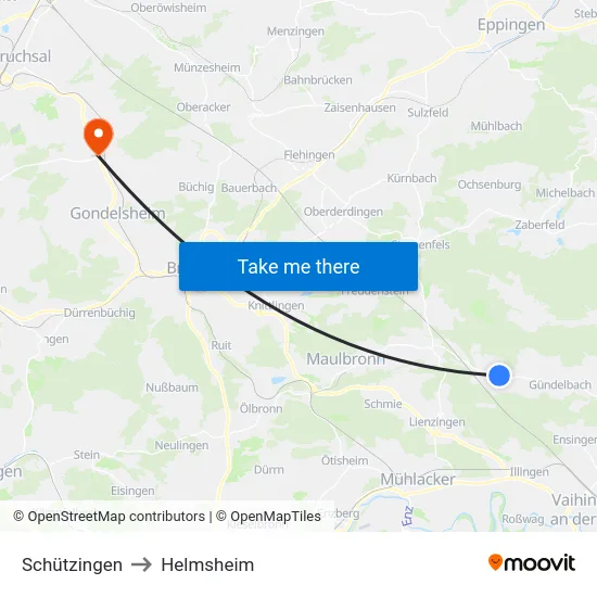 Schützingen to Helmsheim map