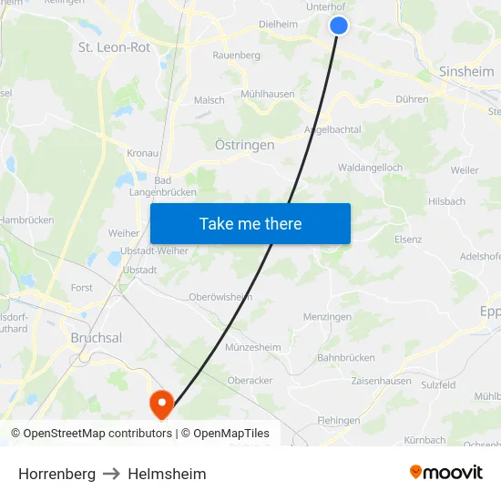 Horrenberg to Helmsheim map