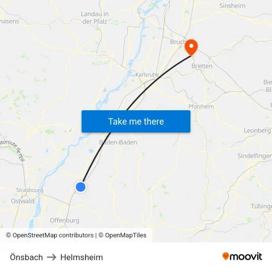 Önsbach to Helmsheim map