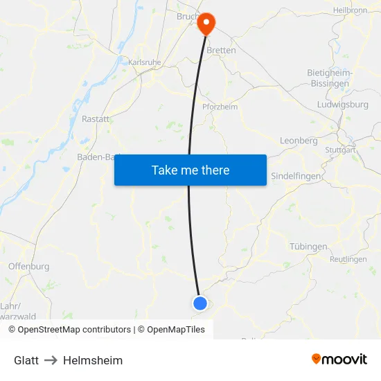 Glatt to Helmsheim map