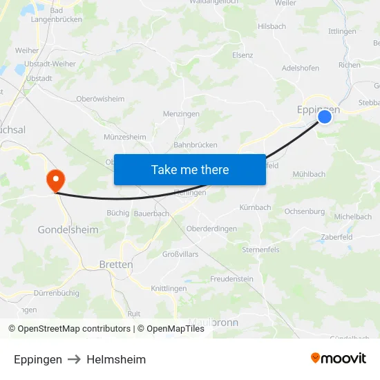 Eppingen to Helmsheim map