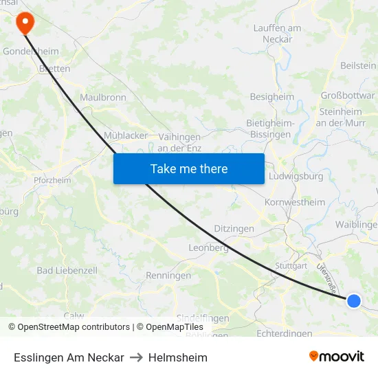 Esslingen Am Neckar to Helmsheim map
