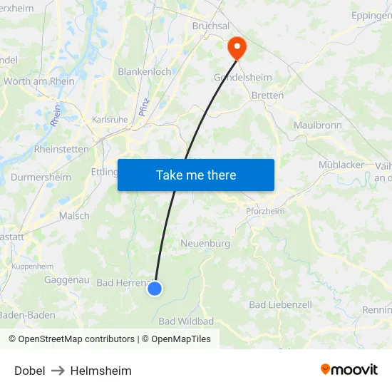 Dobel to Helmsheim map