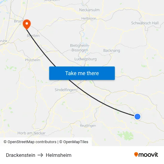 Drackenstein to Helmsheim map