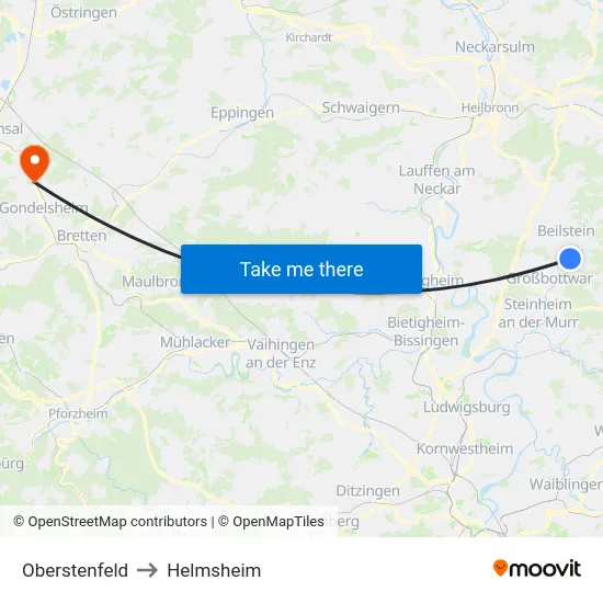 Oberstenfeld to Helmsheim map
