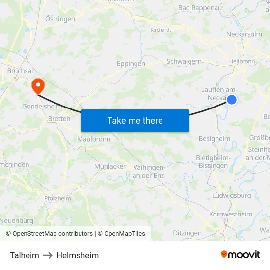 Talheim to Helmsheim map
