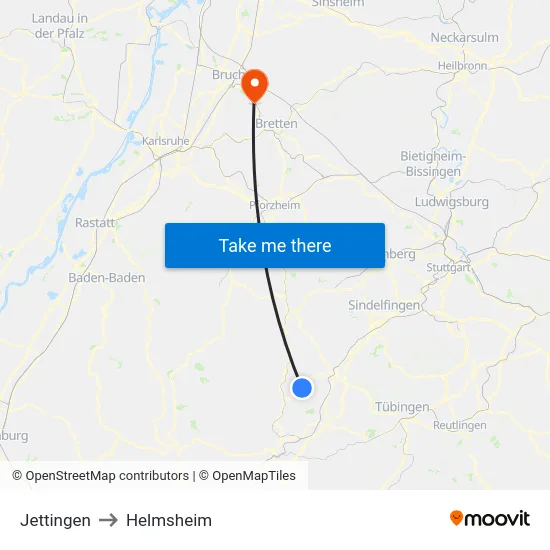 Jettingen to Helmsheim map
