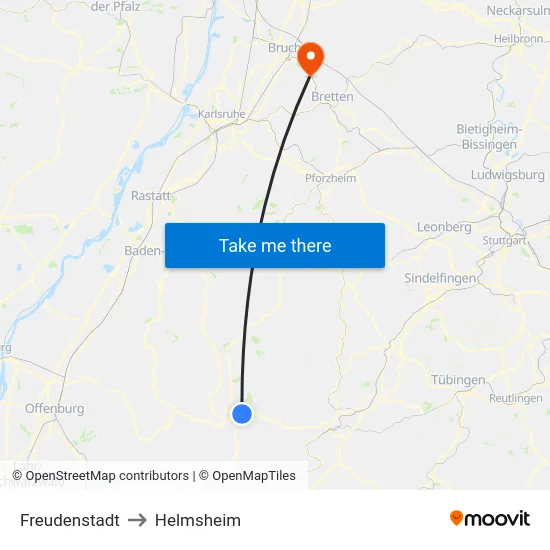 Freudenstadt to Helmsheim map