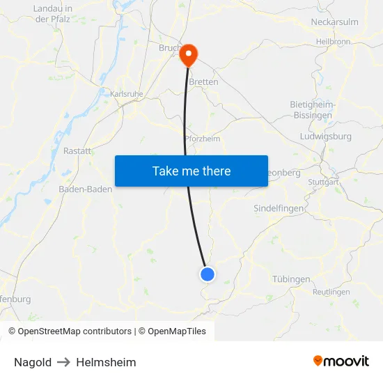 Nagold to Helmsheim map