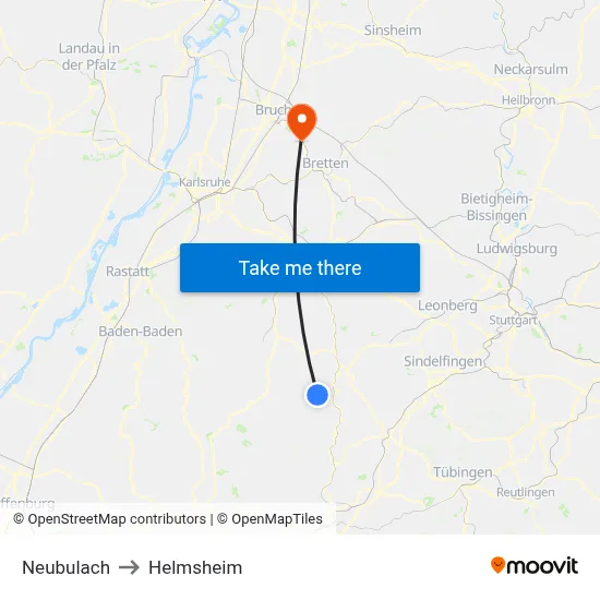Neubulach to Helmsheim map