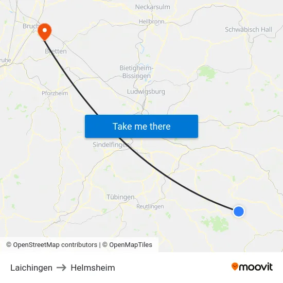 Laichingen to Helmsheim map