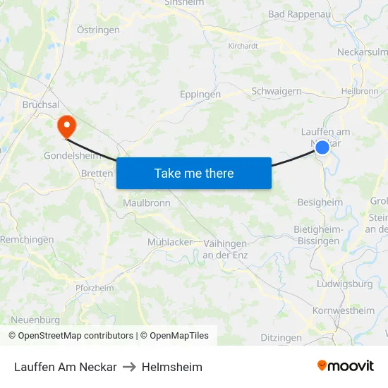 Lauffen Am Neckar to Helmsheim map