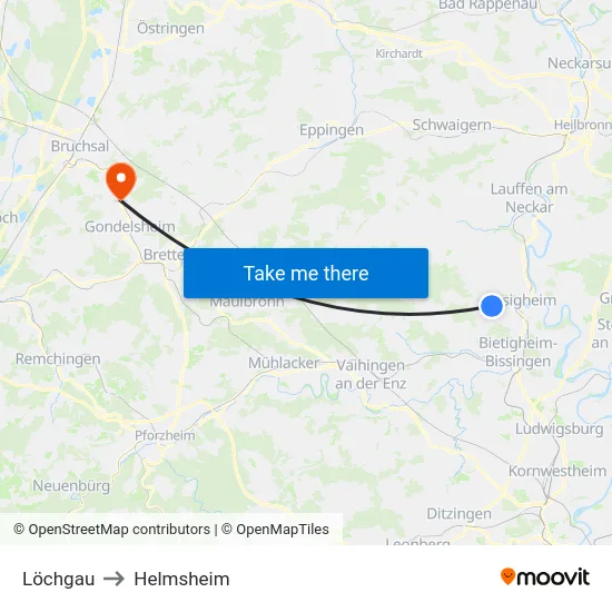 Löchgau to Helmsheim map