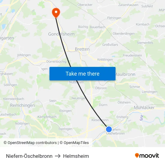 Niefern-Öschelbronn to Helmsheim map