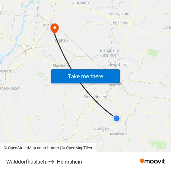 Walddorfhäslach to Helmsheim map