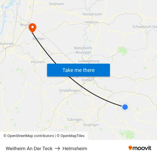 Weilheim An Der Teck to Helmsheim map
