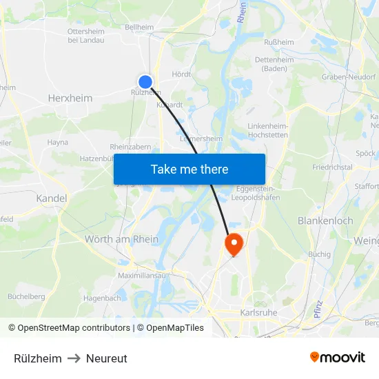 Rülzheim to Neureut map