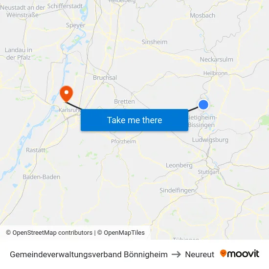 Gemeindeverwaltungsverband Bönnigheim to Neureut map