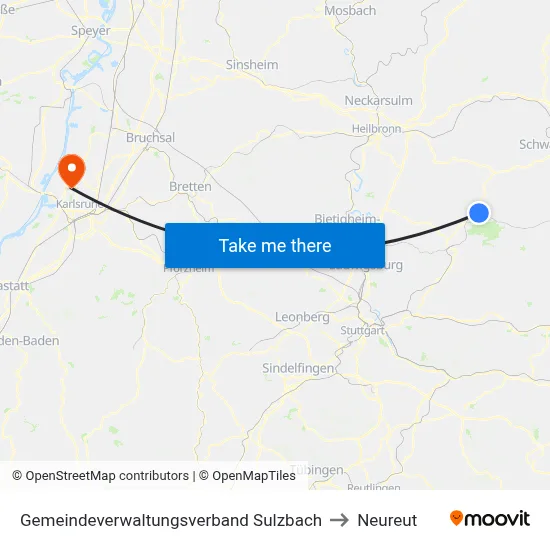 Gemeindeverwaltungsverband Sulzbach to Neureut map