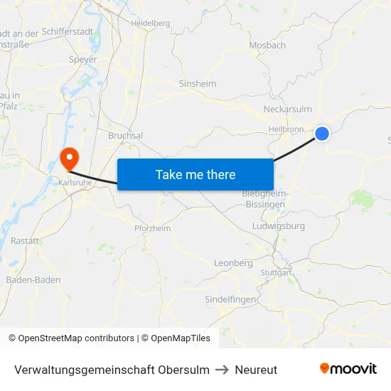Verwaltungsgemeinschaft Obersulm to Neureut map