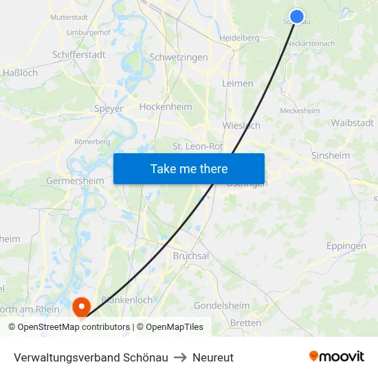 Verwaltungsverband Schönau to Neureut map