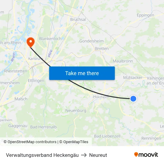 Verwaltungsverband Heckengäu to Neureut map