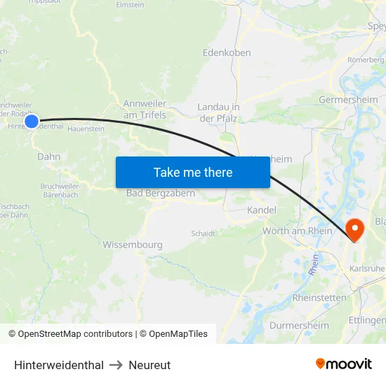 Hinterweidenthal to Neureut map