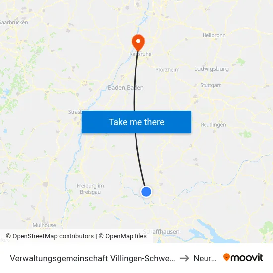 Verwaltungsgemeinschaft Villingen-Schwenningen to Neureut map