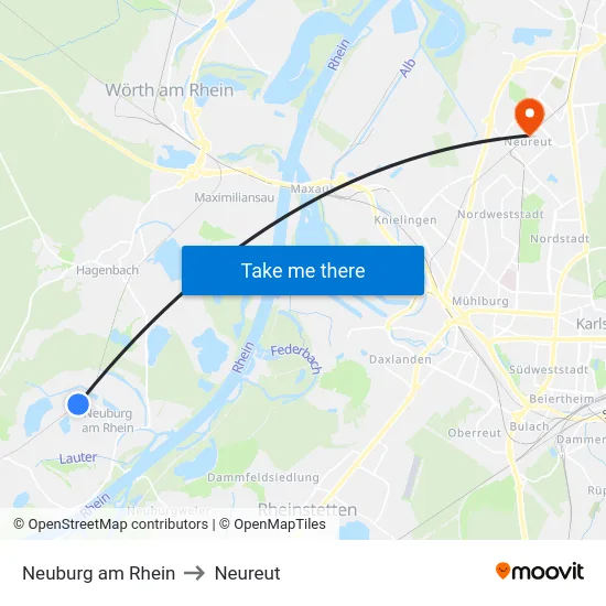 Neuburg am Rhein to Neureut map