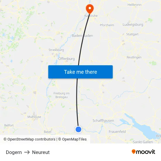 Dogern to Neureut map