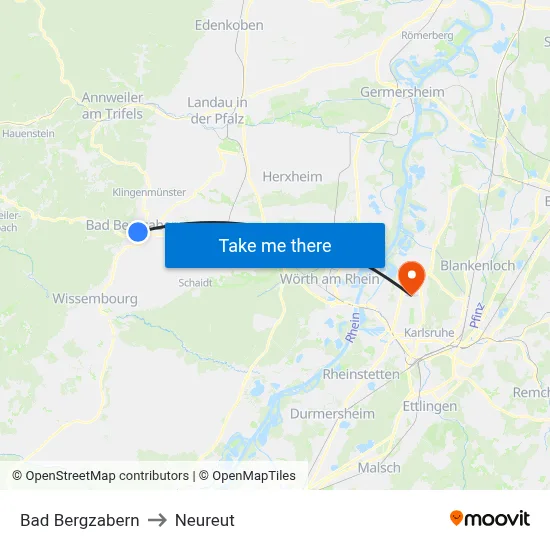 Bad Bergzabern to Neureut map