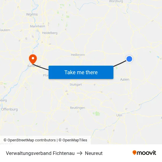 Verwaltungsverband Fichtenau to Neureut map