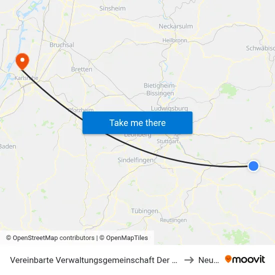 Vereinbarte Verwaltungsgemeinschaft Der Stadt Göppingen to Neureut map