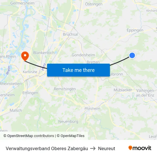 Verwaltungsverband Oberes Zabergäu to Neureut map
