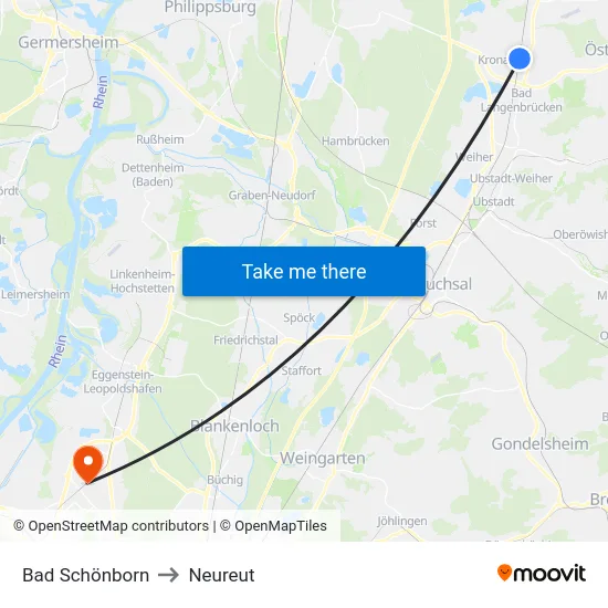 Bad Schönborn to Neureut map