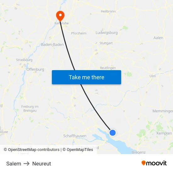 Salem to Neureut map