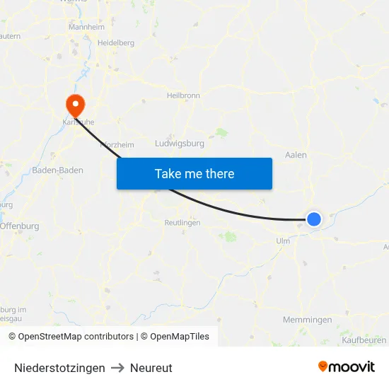 Niederstotzingen to Neureut map