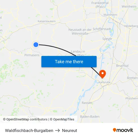 Waldfischbach-Burgalben to Neureut map