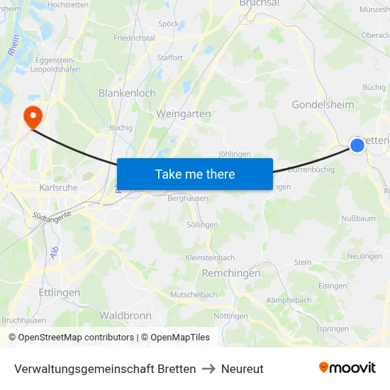 Verwaltungsgemeinschaft Bretten to Neureut map