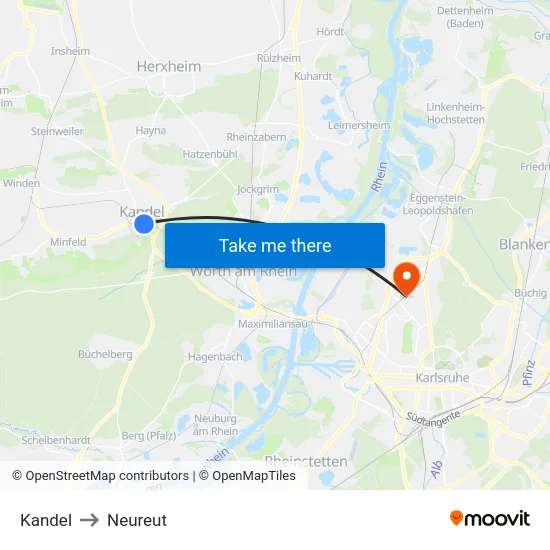 Kandel to Neureut map