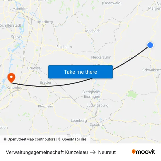 Verwaltungsgemeinschaft Künzelsau to Neureut map
