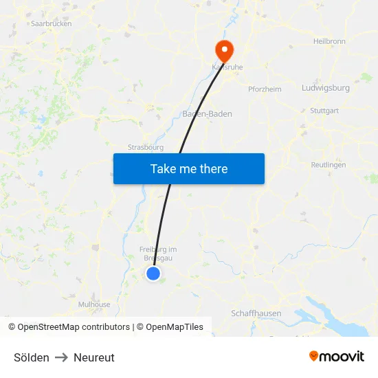 Sölden to Neureut map