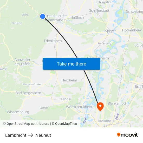 Lambrecht to Neureut map