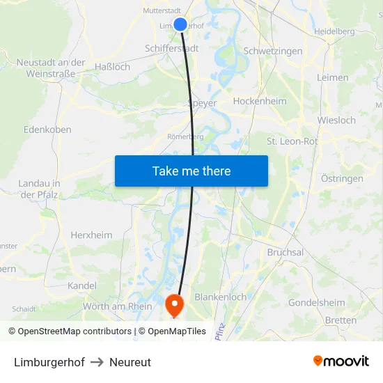 Limburgerhof to Neureut map