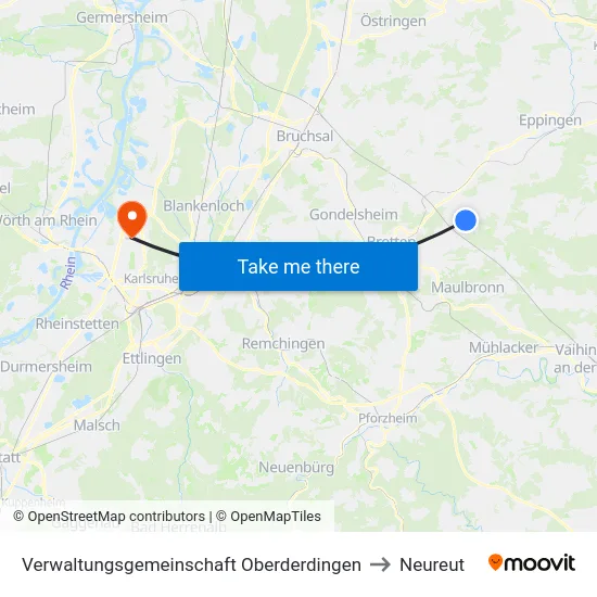 Verwaltungsgemeinschaft Oberderdingen to Neureut map